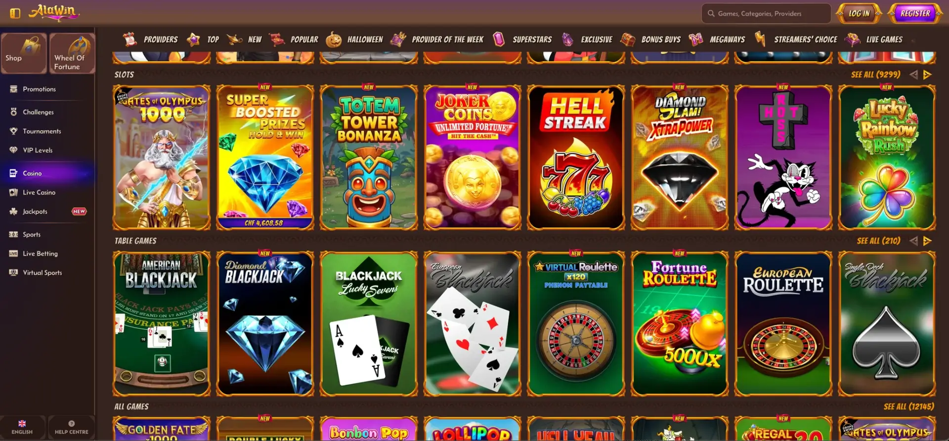 Alawin Spiele und Slots für Spieler aus der Schweiz